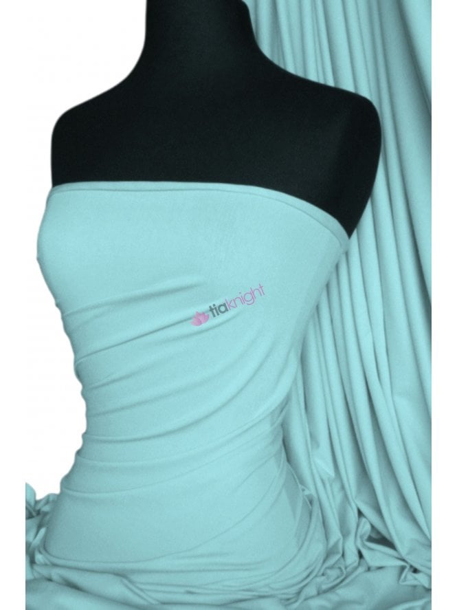 Viscose Rayon 4 Way Stretch Jersey Fabric- Aqua Blue Q300 AQBL