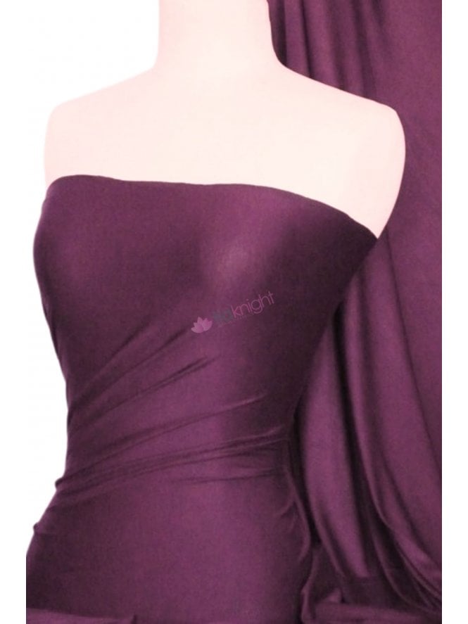 Viscose Rayon 4 Way Stretch Jersey Fabric- Aubergine Q300 AUB