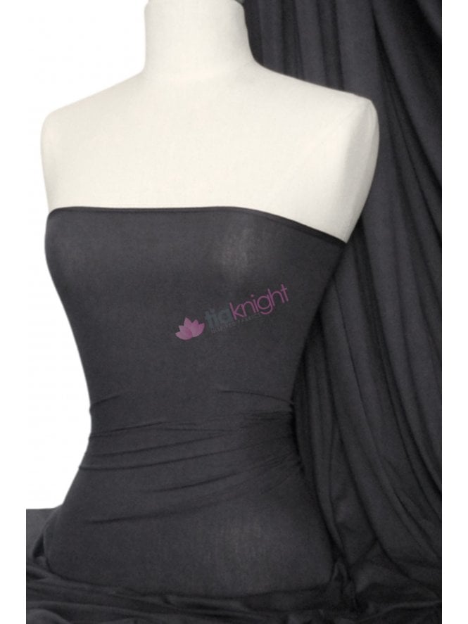 Viscose Rayon 4 Way Stretch Jersey Fabric- Charcoal Grey Q300 CHGR