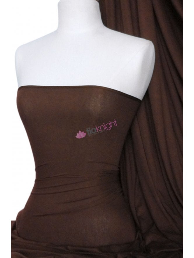 Viscose Rayon 4 Way Stretch Jersey Fabric- Chocolate Brown Q300 CHBR