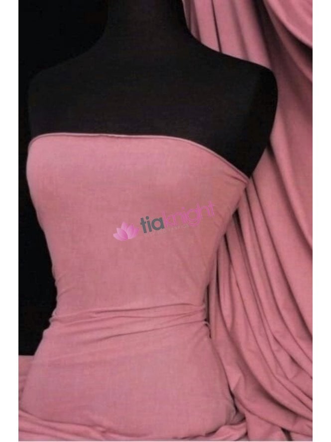 Viscose Rayon 4 Way Stretch Jersey Fabric- Dark Dusky Pink Q300 DDPN