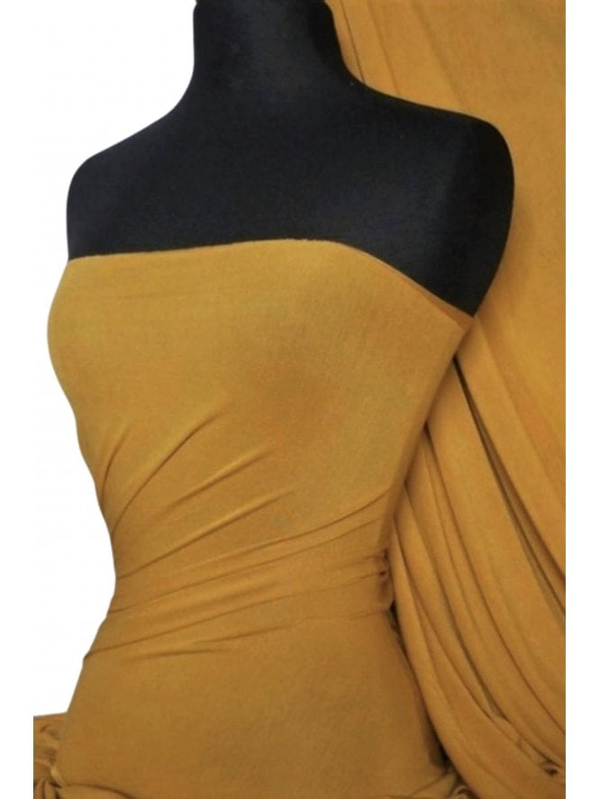 Viscose Rayon 4 Way Stretch Jersey Fabric- Dark Mustard Q300 DMST