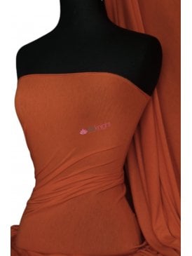Viscose Rayon 4 Way Stretch Jersey Fabric- Dark Rust Q300 DRST
