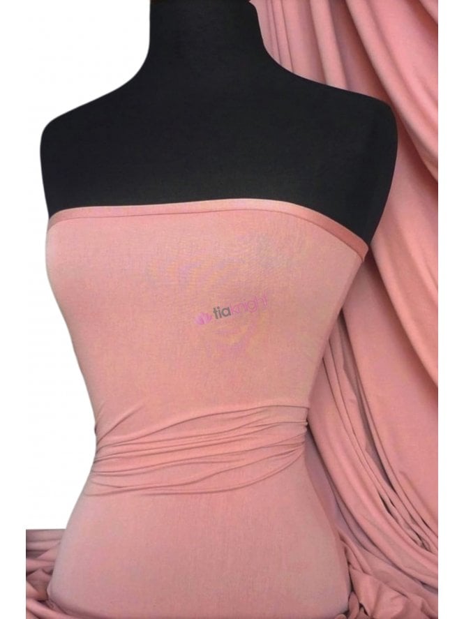 Viscose Rayon 4 Way Stretch Jersey Fabric- Dusky Pink Q300 DPN