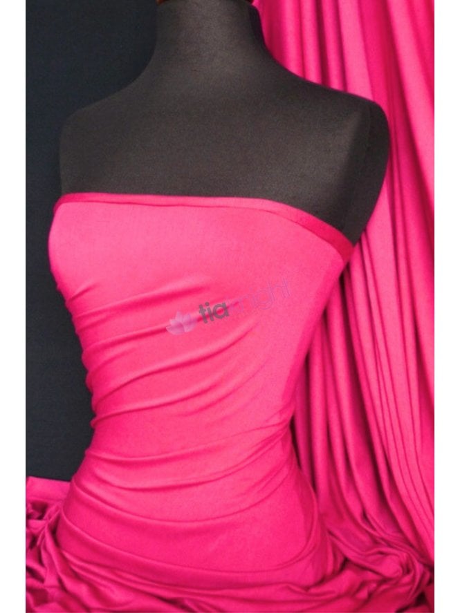 Viscose Rayon 4 Way Stretch Jersey Fabric- Fuchsia Pink Q300 FCH