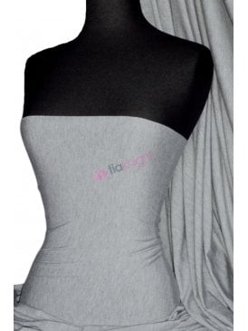 Viscose Rayon 4 Way Stretch Jersey Fabric- Light Marl Grey Q300 LTMGR