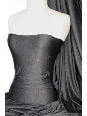 Viscose Rayon 4 Way Stretch Jersey Fabric- Marl Charcoal Q300 MARL