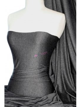 Viscose Rayon 4 Way Stretch Jersey Fabric- Marl Charcoal Q300 MARL