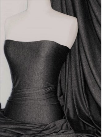 Viscose Rayon 4 Way Stretch Jersey Fabric- Marl Dark Charcoal Q300 DCHCL