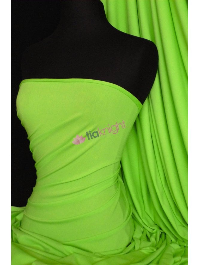 Viscose Rayon 4 Way Stretch Jersey Fabric- Neon Green Q300 NGR