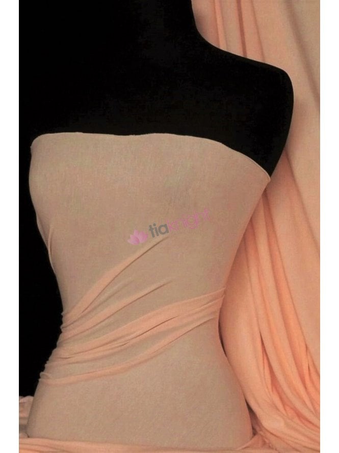Viscose Rayon 4 Way Stretch Jersey Fabric- Peach Q300 PCH