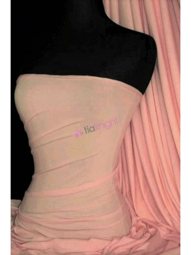 Viscose Rayon 4 Way Stretch Jersey Fabric- Peach Rose Q300 PCHRS