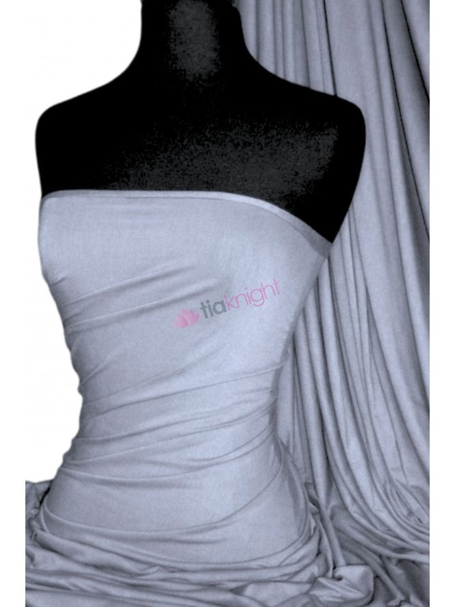 Viscose Rayon 4 Way Stretch Jersey Fabric- Silver Grey Q300 SLV
