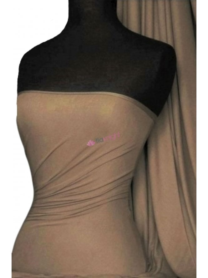 Viscose Rayon 4 Way Stretch Jersey Fabric- Tan Q300 TAN