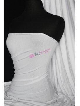 Viscose Rayon 4 Way Stretch Jersey Fabric- White Q300 WHT