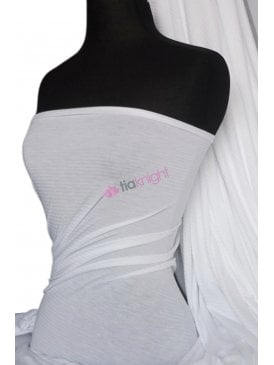 Viscose Stretch Lightweight Fabric- White Shadow Stripe Q577 WHT
