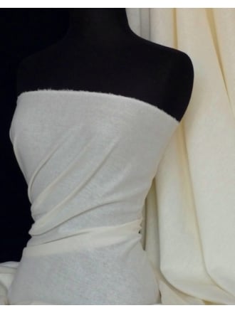 Washed Linen Medium Weight Shimmer Dress Fabric Material- Ivory Q312 IV