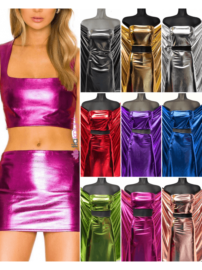Wet Look Foil Stretch Dressmaking Decor Fabric- NG253