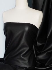Wet Look PVC/Leatherette Coated Poly Lycra Fabric- Black SQ190 BK