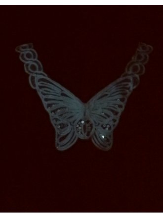 White Butterfly Sequin Net Neck Piece
