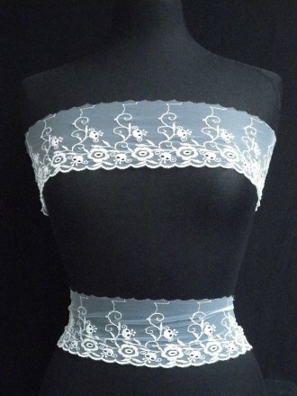 White Floral Embroidered Lace Trim