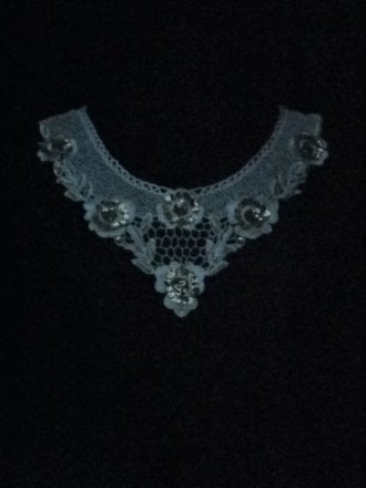 White Flower With Gold Sequin Cotton Crochet Neck Piece