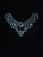 White Flower With Gold Sequin Cotton Crochet Neck Piece