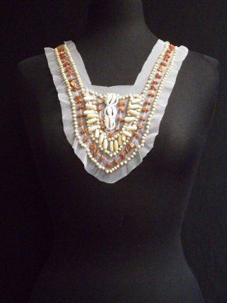 White Shell Beaded Net Neck Piece