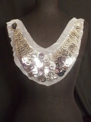 White/ Silver Sequin Net Neck Piece