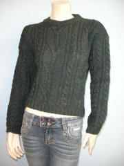 WOMEN'S Bottle Green 100% Pure Wool Jumper