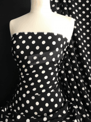 Woven Blouse Fabric- Black/Ivory Polka Dots SQ439 BKIV
